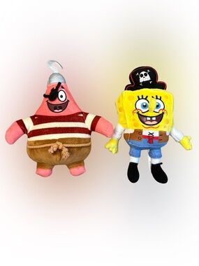 SpongeBob & Patrick Pirate Plush Toy Set - Yellow & Pink